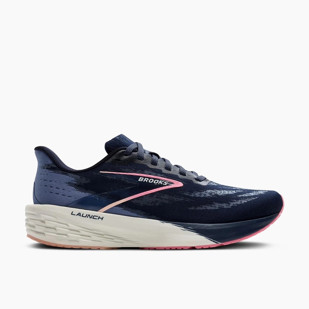 Womens Size 8.5- Brooks Launch 11 Running Shoes Peacoat Blue Peach Sneakers NEW